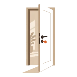 A door slightly ajar with a key still in the outside lock