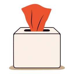 A tissue box with one tissue pulled up